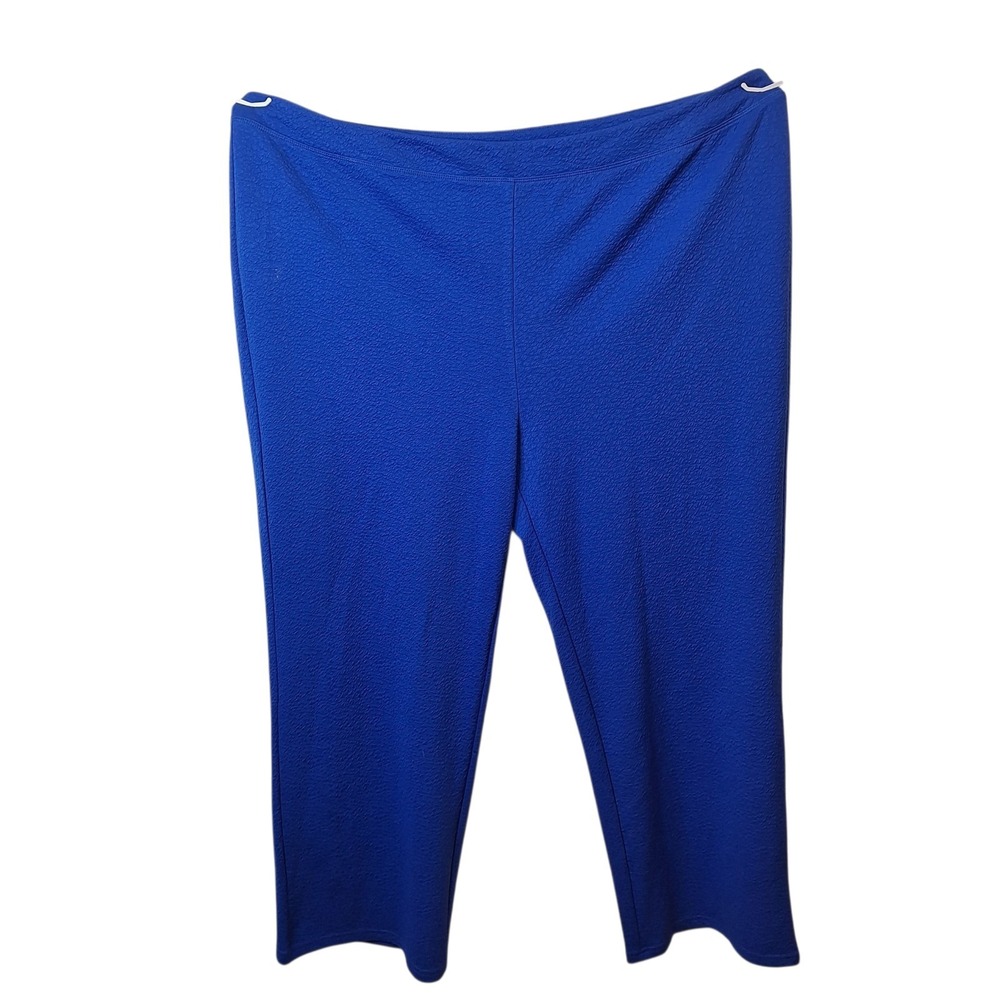Bob Mackie Womens Size 3X Textured Wide Leg Pull-On Knit Pants Blue Stretch Knit